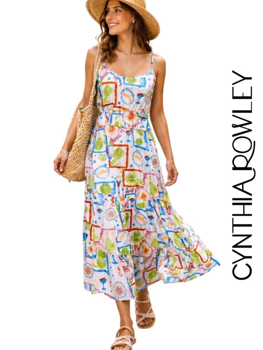 Cynthia Rowley Girls Just Wanna Have Brunch Maxi Dress Linen Blend L